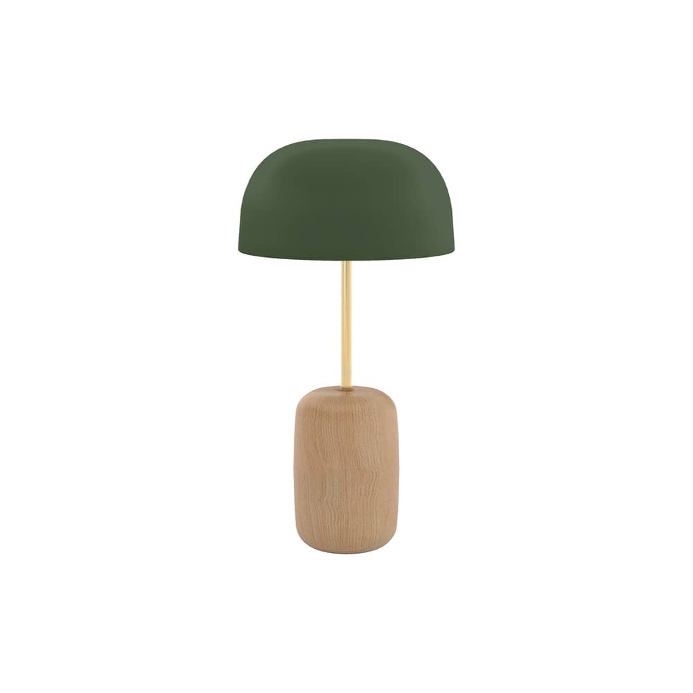Lampe de table Nina métal vert - Hartô - Vert cendré - Aluminium laqué, Frêne massif, Laiton
