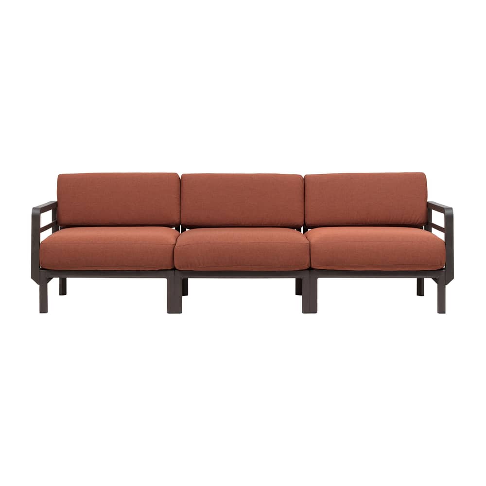 Divano da giardino modulare Maximo tessuto arancione / 3 posti - L 253,5 cm - NARDI - Terra / Tessuto Arancione Cannella - Resina in fibra di vetro, Schiuma di poliuretano, Tessuto acrilico Sunbrella®