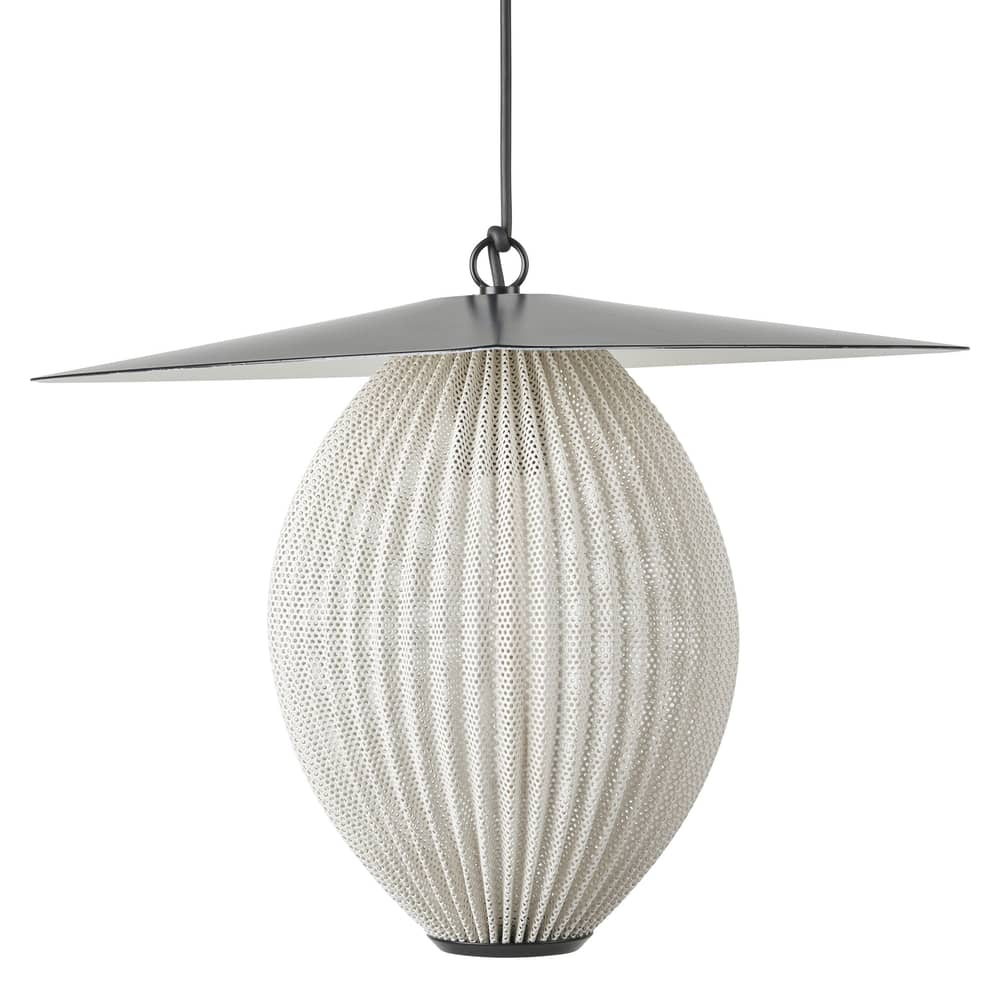 Outdoor-Hängelampe Satellite OUTDOOR Large metall weiß beige Metall beige/ Ø 27 x H 38,5 cm - Neuauflage von 1953 - Gubi - Cremefarben - rostfreier Stahl, Thermolackiertes Aluminium