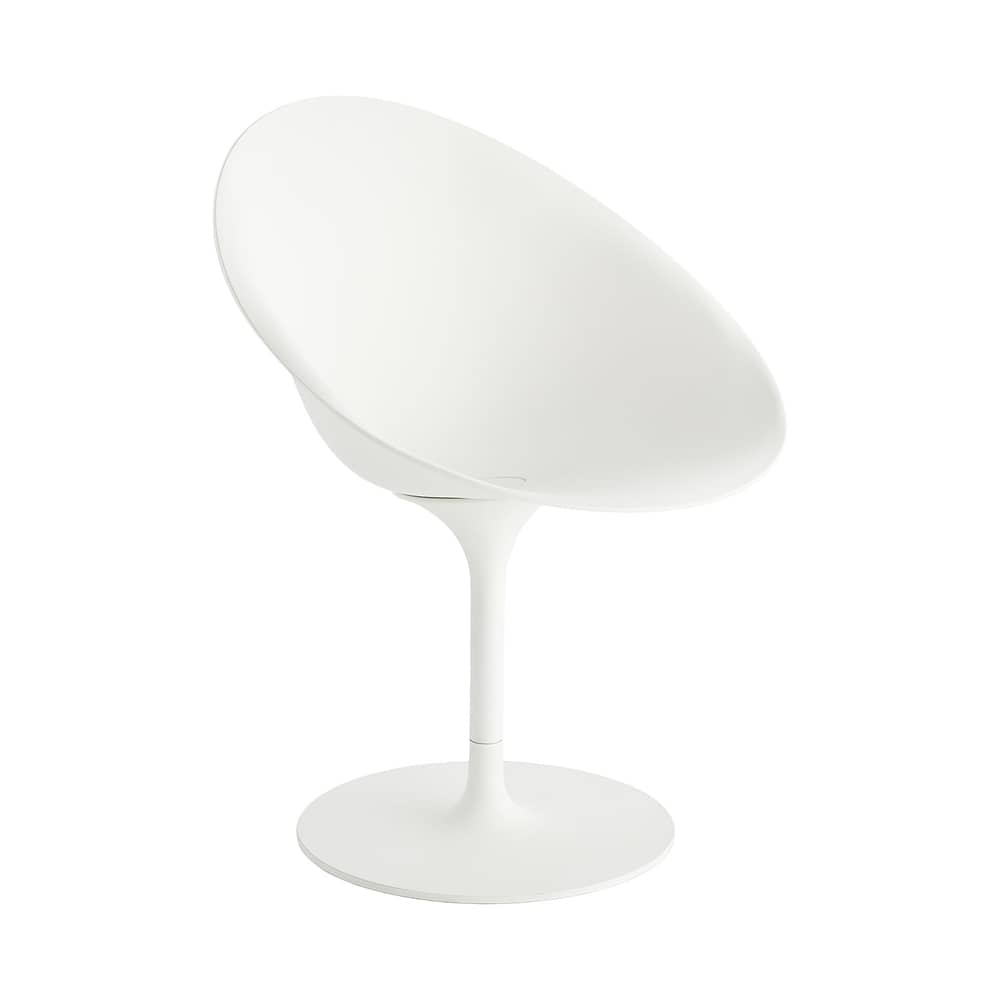Poltrona girevole Ero/S/ materiale plastico bianco / Finitura soft touch - Kartell - Bianco opaco (Soft touch) - Alluminio pressofuso, Policarbonato tinto