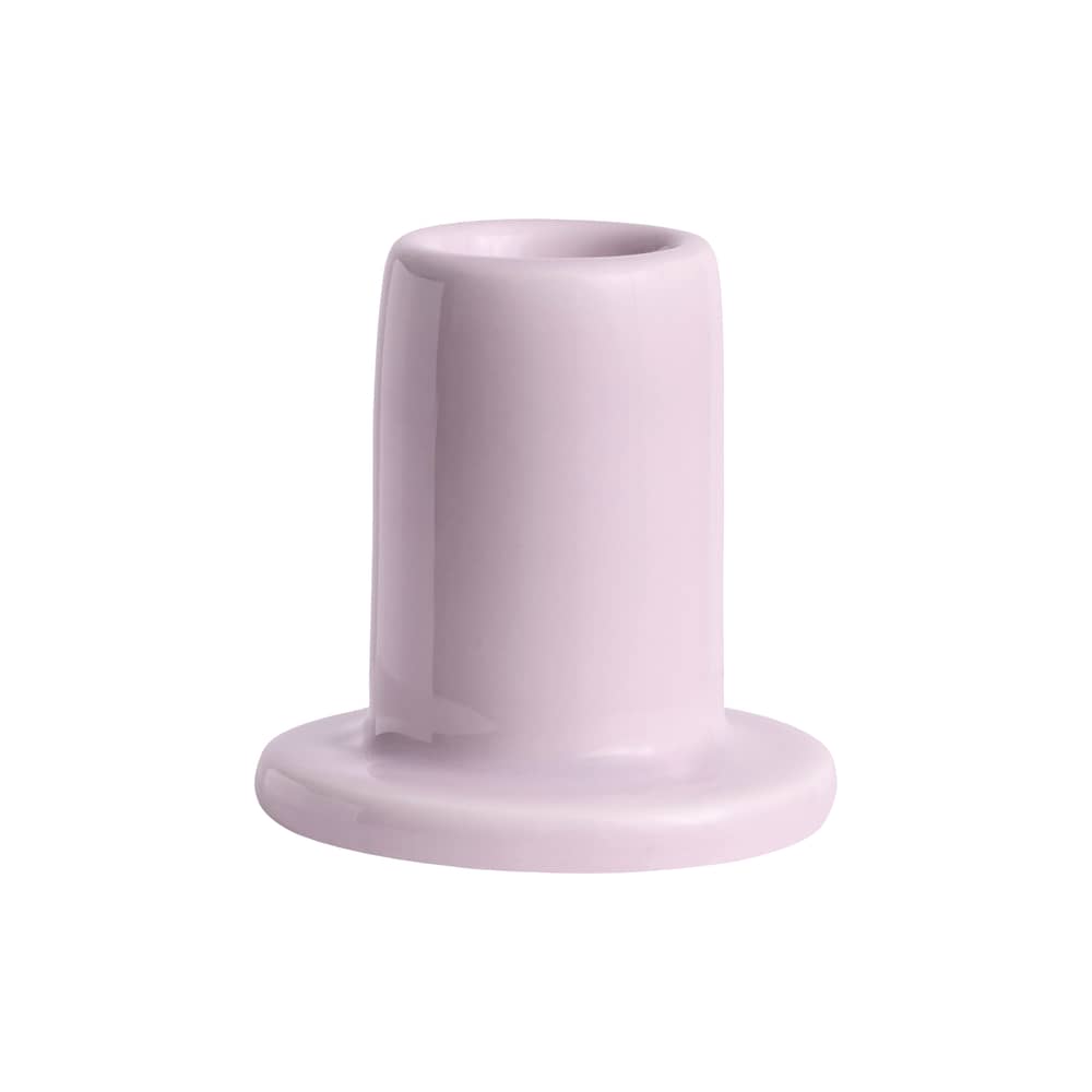 Portacandela Tube Small ceramica rosa / H 5 cm - Hay - Rosa pallido - Maiolica smaltata