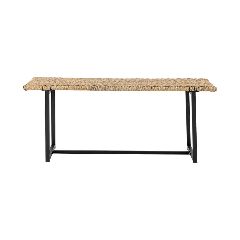 Banc Adilly / L 114 cm - Bloomingville - Naturel / Noir - Fer thermolaqué, Polyrotin