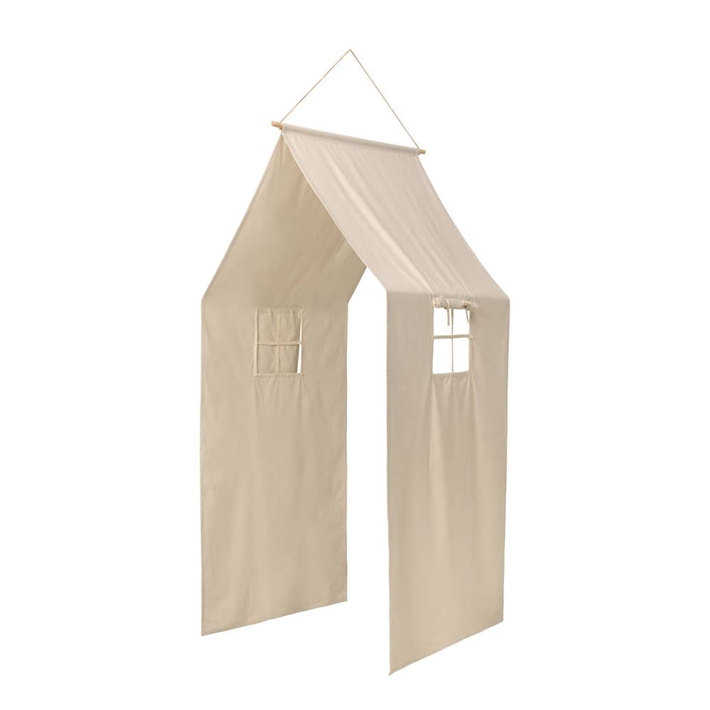 Betthimmel Settle textil weiß / Bio-Baumwolle - Ferm Living - Naturweiß - Kiefer, Leder, Organische Baumwolle