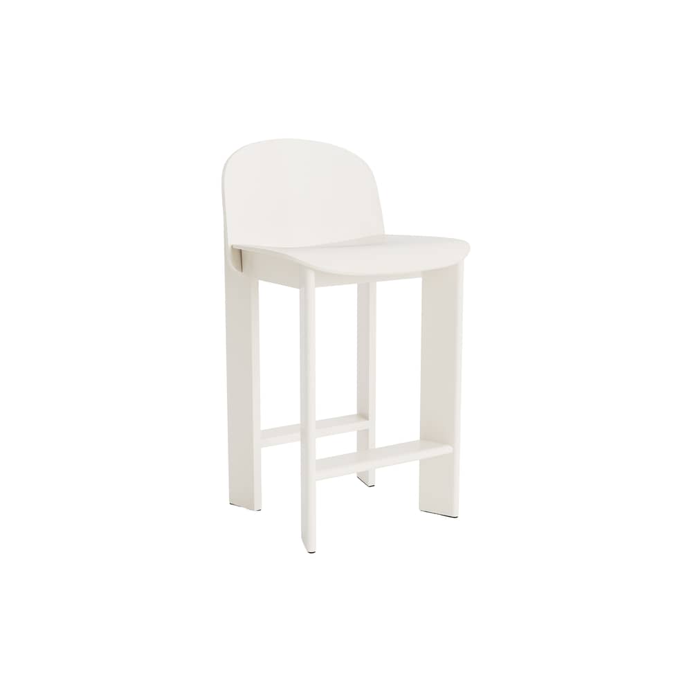 Chaise de bar Chisel 35 Low bois blanc / H 65 cm - Hay - Blanc crème - Placage de hêtre laqué