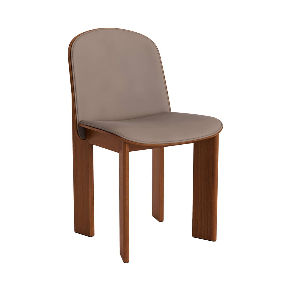 Chaise rembourrée Chisel 65 / Rembourrage cuir - Hay - Cuir nougat (sense) Noyer - Cuir, Mousse, Placage de noyer laqué