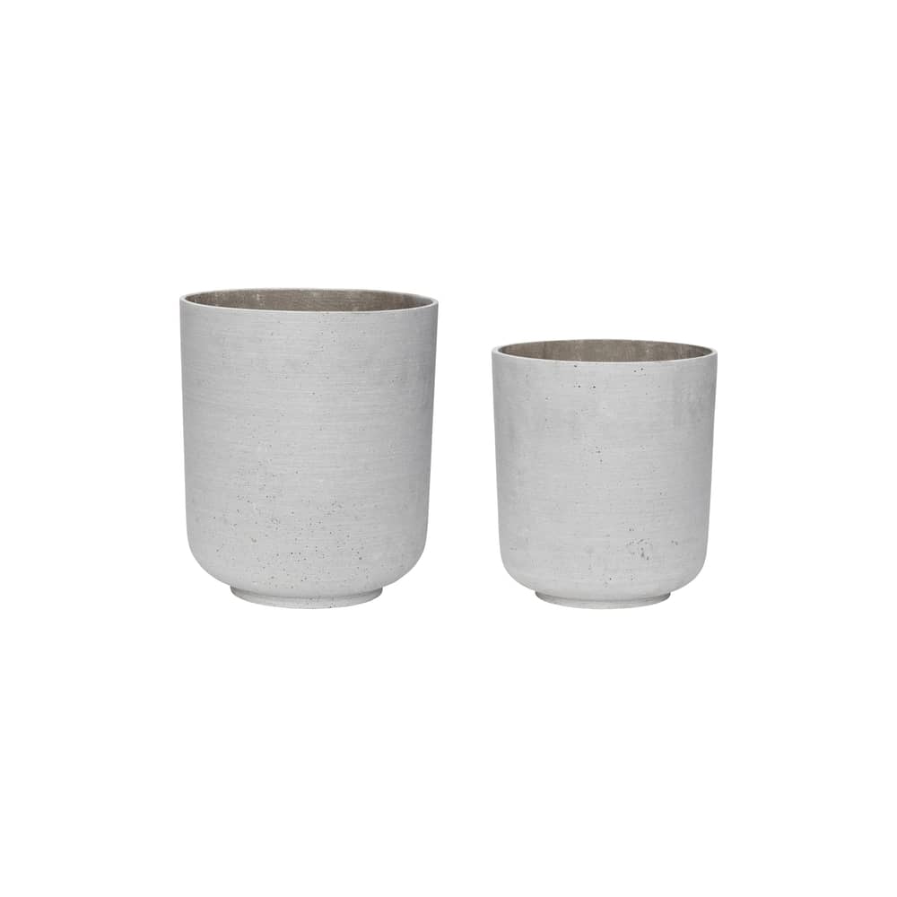Among Flowerpot composite material grey / Set of 2 - HÜBSCH - Grey - Polyresin, Stone powder composite