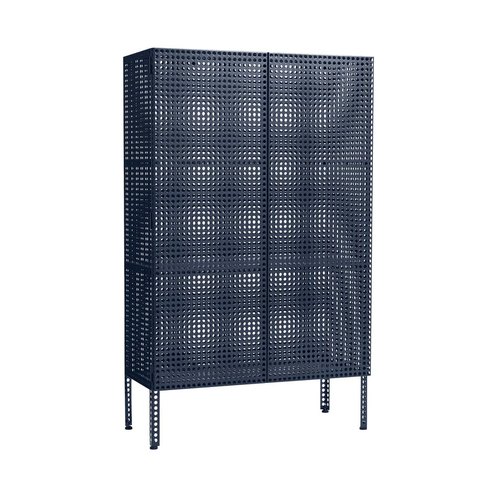 Schrank Perforated Cabinet Large metall blau / B 89 x H 146,5 cm - Hay - Blau Gebläuter Stahl - thermolackierter Stahl