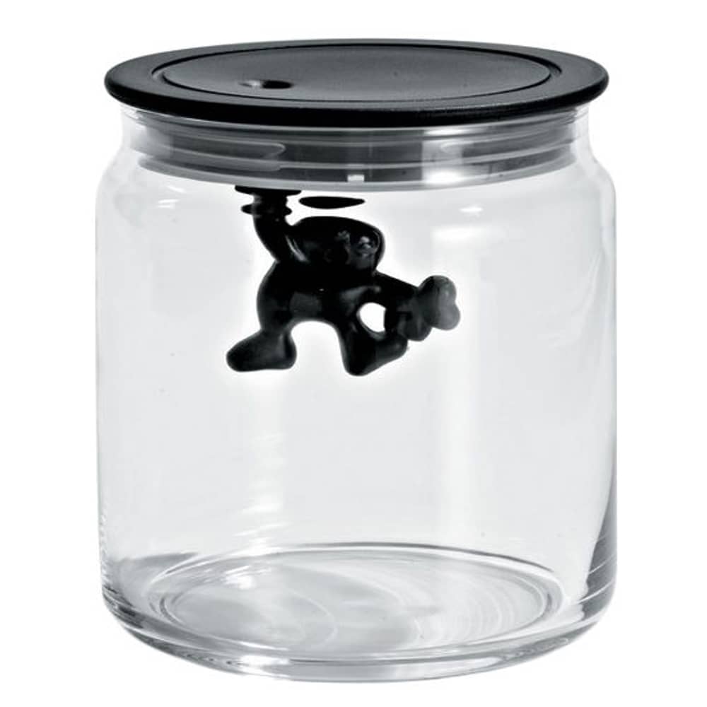 ALESSI  レア　小　ガラスキャニスター　キッチン　収納 Alessi Gianni a little man holding on tight Airtight jar - black
