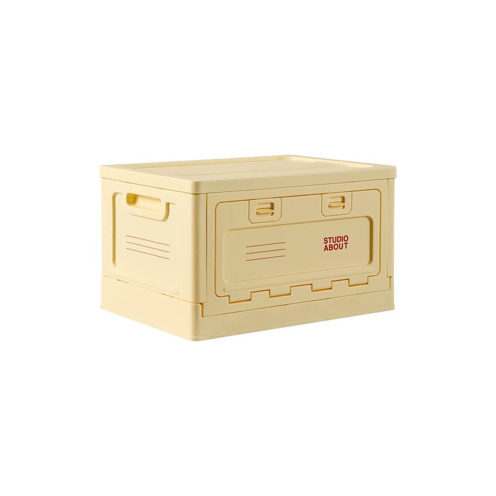Boîte Box Medium plastique jaune / 40 x 29 x H 23,7 cm - Empilable - STUDIO ABOUT - Jaune clair - Polypropylène