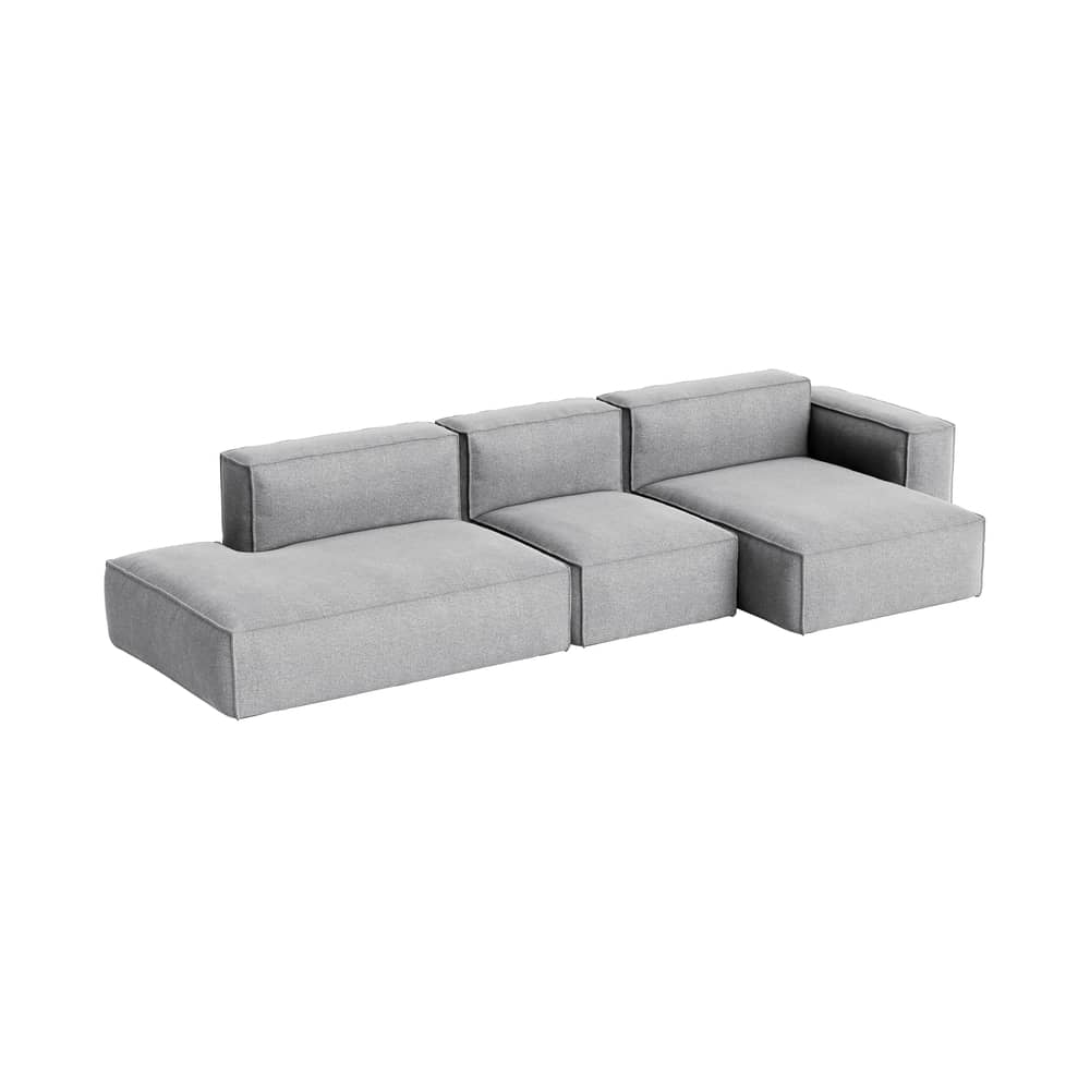 Canapé d\'angle Mags Soft Low Armrest n°4 gris / 3 places -  L 331 cm/ Accoudoir droite - Hay - Accoudoir droite / Gris (tissu Hallingdal 130) - Contreplaqué, Mousse polyuréthane HR, Tissu