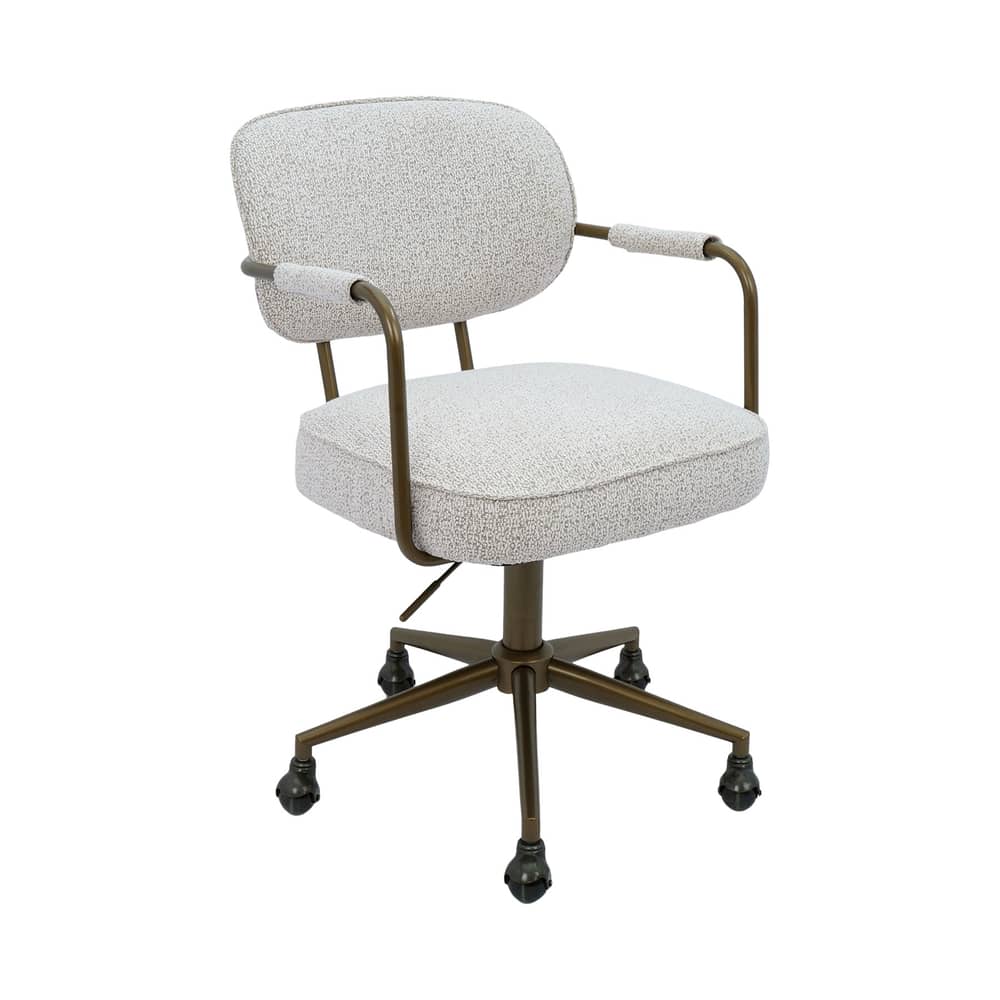 Celesta Office armchair textile beige - NV GALLERY - Mottled beige / Antique copper - Fabric, High resilience foam, Iron