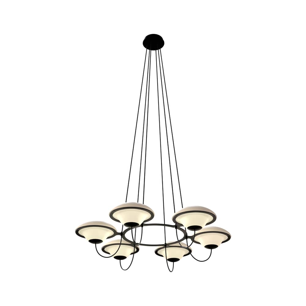 Suspension In The Air 6 / Ø 106,2 cm - DCW éditions - 6 diffuseurs / Blanc & noir - Acier, Verre