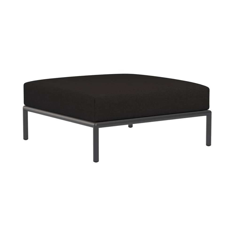 Outdoor-Hocker Level 2 textil schwarz / 81 x 81 cm - Houe - Graphitschwarz (Stoff Heritage) - Polyurethan-Schaum, Sunbrella Heritage Stoff, thermolackierter Stahl