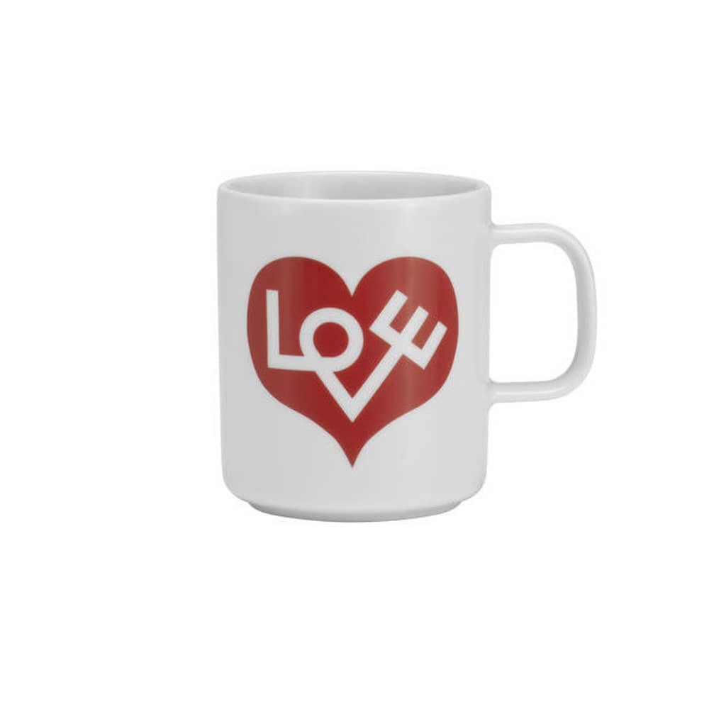 Mug Love Heart céramique rouge / Motif by Alexander Girard (1971) - Vitra - Rouge - Porcelaine