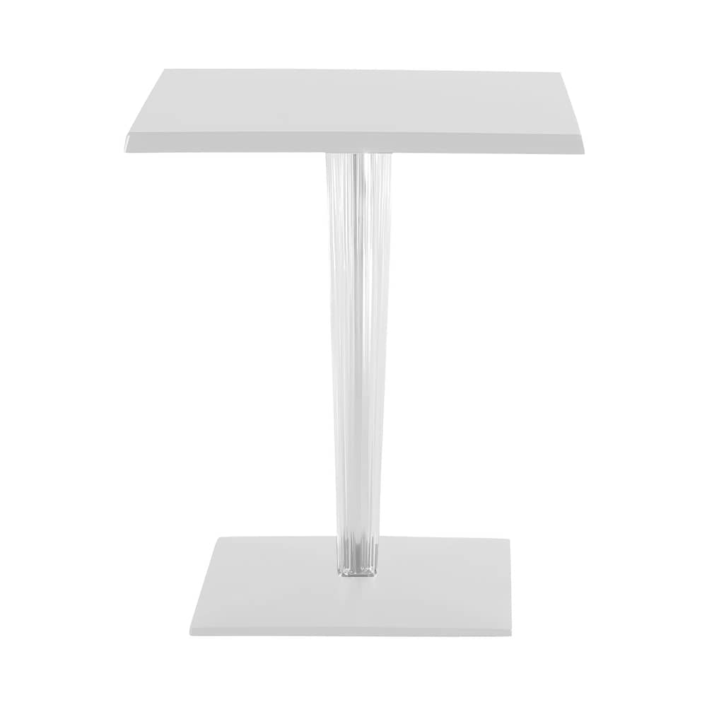 TopTop - Dr. YES Square table plastic material white Square table top 70x70 cm - Kartell - 70x 70 cm - White/ square base and leg - Melamine, PMMA, Varnished aluminium