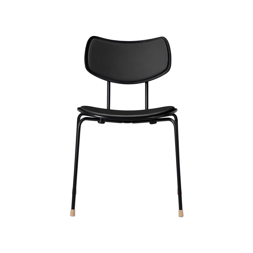Sedia imbottita VLA26P - Vega Chair pelle nero / Vilhelm Lauritzen, 1956 - CARL HANSEN & SON - Nero / Pelle nera (Thor 301) - Acciaio termolaccato, Compensato di rovere laccato, Pelle, Schiuma di poliuretano