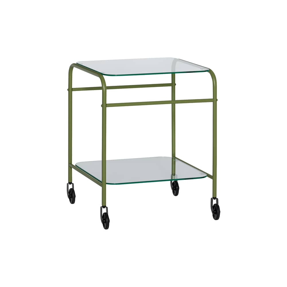 Zephyr Trolley glass green / 43 x 42 cm - HÜBSCH - Green / Transparent - Glass, Lacquered iron