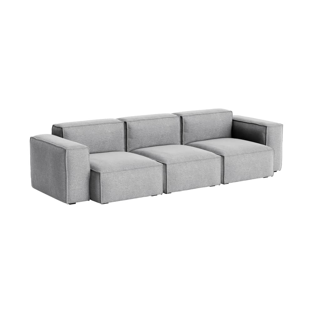 Canapé droit Mags Soft Low Armrest n°1 gris / 3 places - L 278.5 cm - Hay - Gris (tissu Hallingdal 130) - Contreplaqué, Mousse polyuréthane HR, Tissu