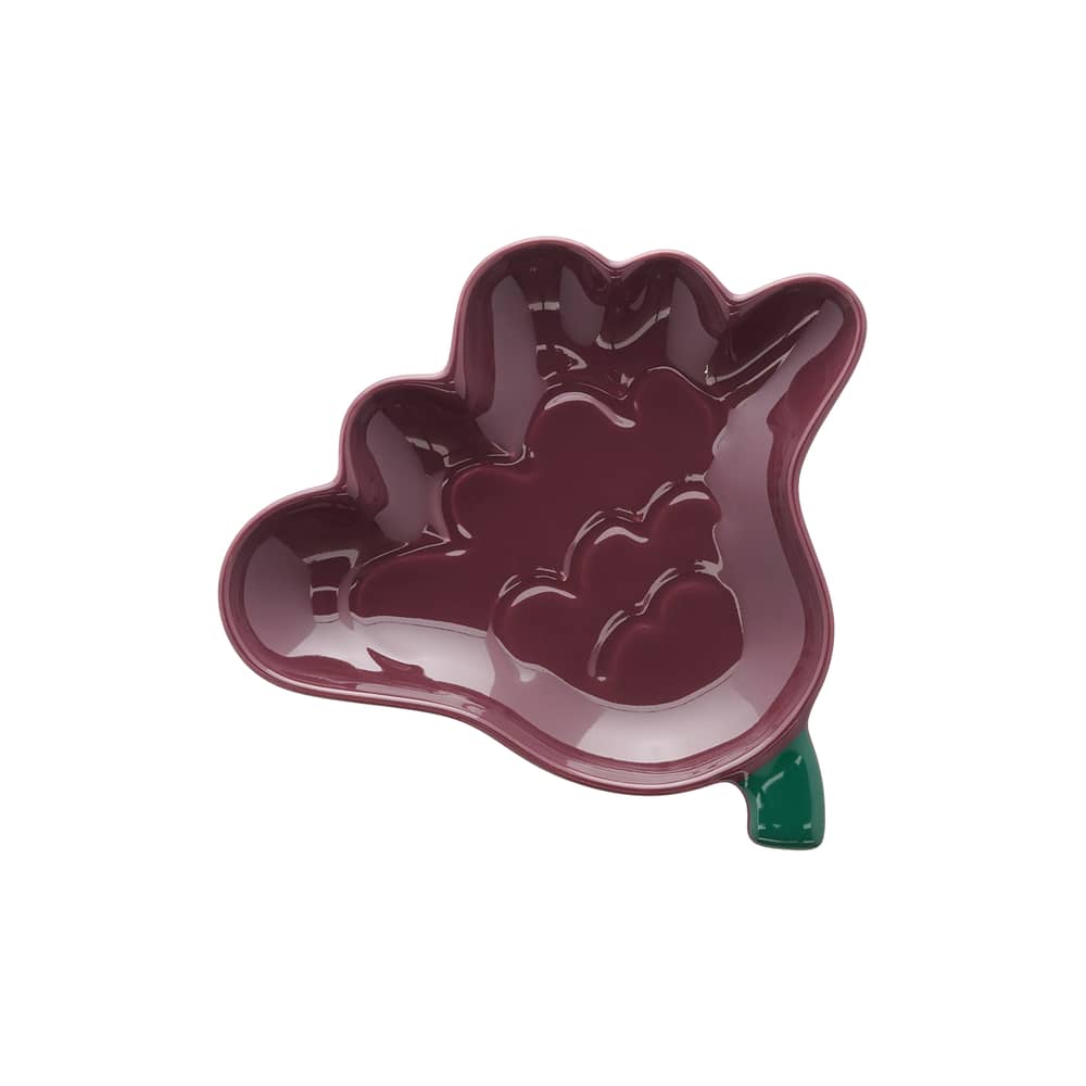 Glasteller Kukasta Kukkaan keramik violett / Ø 15 cm - Marimekko - Pflaume & Grün - emaillierter Sandstein