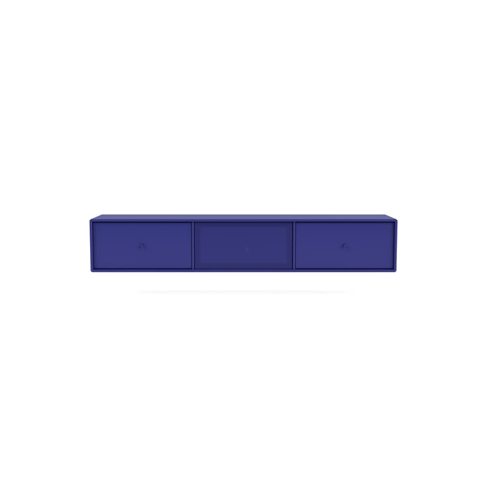 Hängendes TV-Möbel Octave V holz blau / L 138 x T 30 x H 24 cm - MONTANA - Monarch 135 - lackierte Holzfaserplatte, Perforierter Stahl