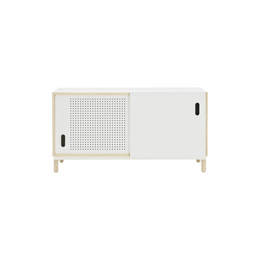 Buffet Kabino   / Meuble TV - L 114 cm - Normann Copenhagen - Blanc & frêne - Aluminium laqué, Frêne, MDF
