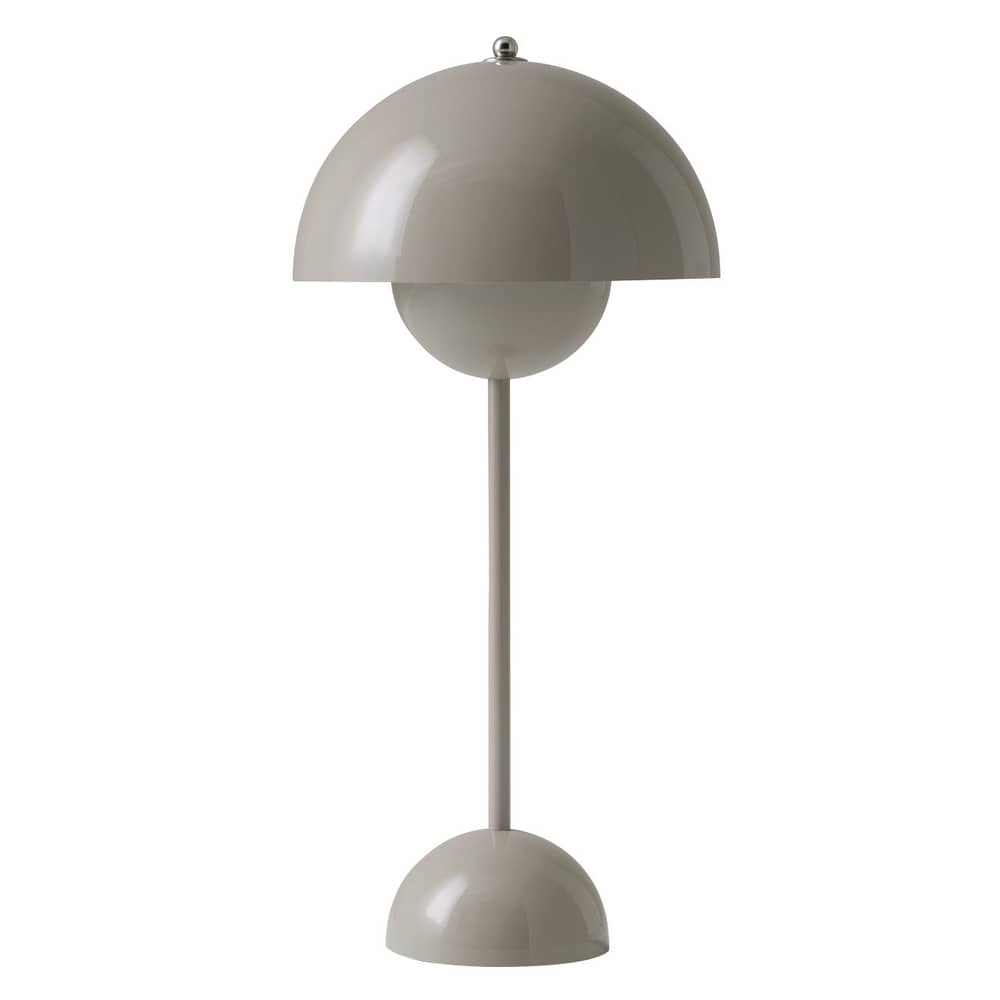 Tischleuchte Flowerpot VP3 metall grau beige / H 50 cm - By Verner Panton, 1969 - &tradition - Grau-beige - lackiertes Aluminium