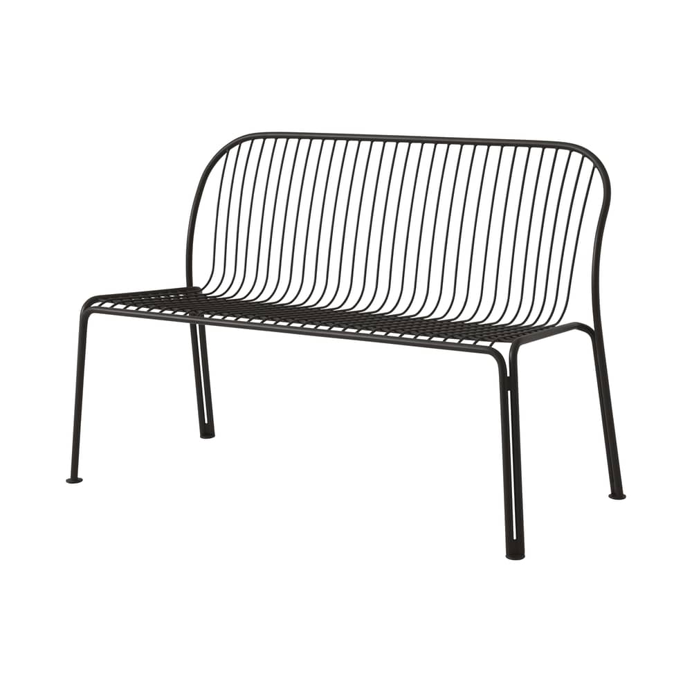Banc avec dossier Thorvald SC111 métal noir / L 129 cm - &tradition - Noir chaud - Acier thermolaqué