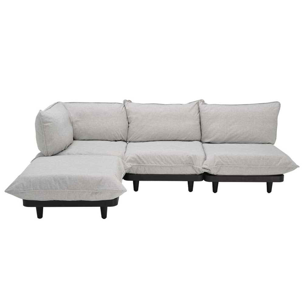 Canapé de jardin 4 places Paletti set tissu beige / Accoudoir gauche - L 280 x 190 cm - Fatboy - Beige Mist - Acier, Mousse polyester, Polyéthylène recyclé, Tissu oléfine