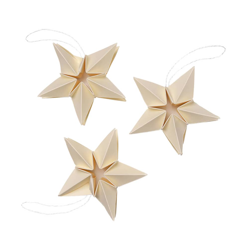 Dekoration zum Aufhängen Amanda papierfaser beige / 3er-Set - Handgefaltetes FSC-Papier / 6 x 6 cm - Ferm Living - Naturweiß - Papierfaser