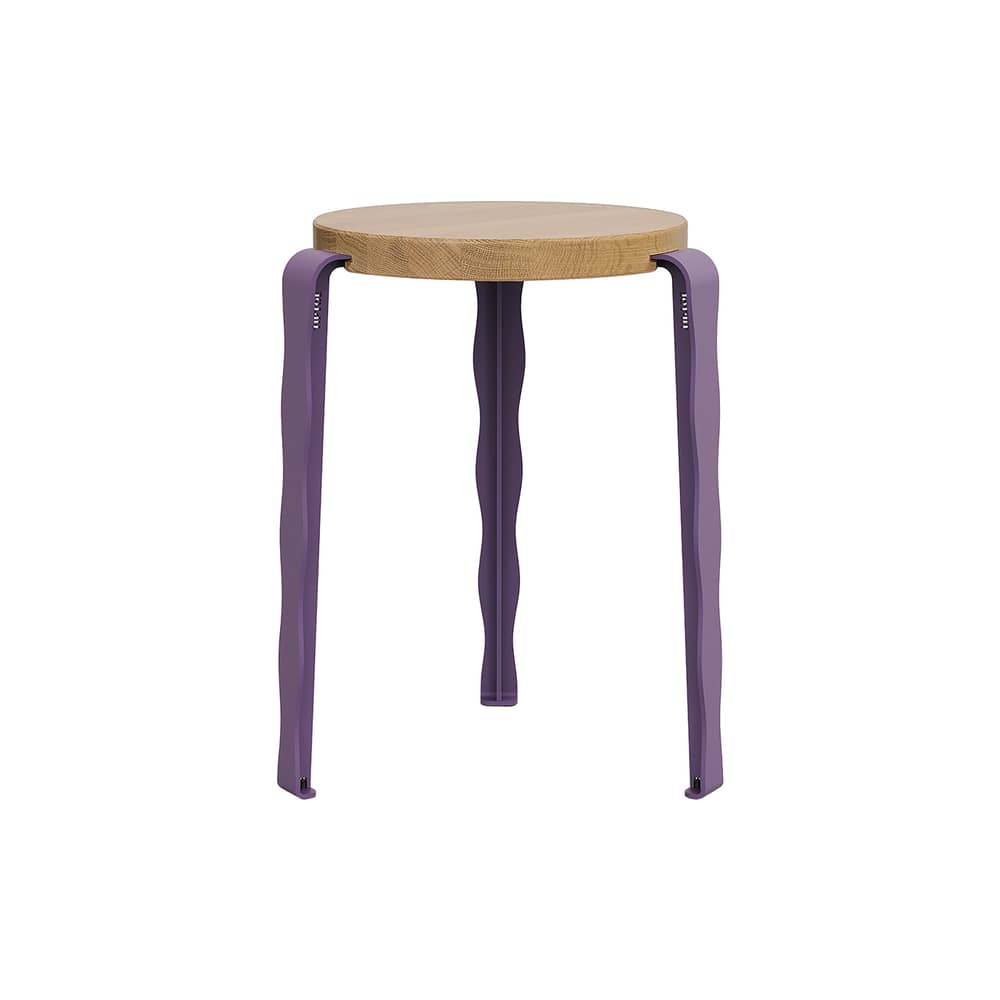 Lou Vague by Uchronia Stackable stool wood purple / Oak - TIPTOE - Oak / Purple - Eco-certified solid oak, Powder coated steel