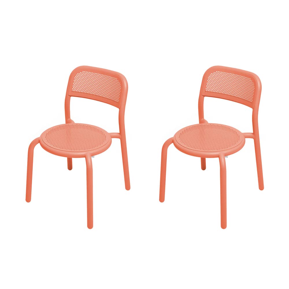 Stapelbarer Stuhl Toní metall orange / Set aus 2 Stapelbaren Stühlen - Fatboy - Mandarine - Thermolackiertes Aluminium
