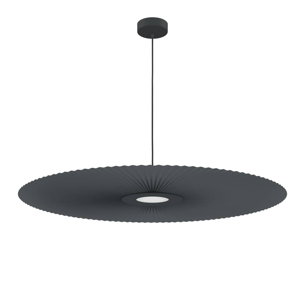 Suspension Carmen Large tissu gris / LED - Ø 120 cm - Hartô - Gris ardoise - Métal peint, Textile contrecollé sur PET