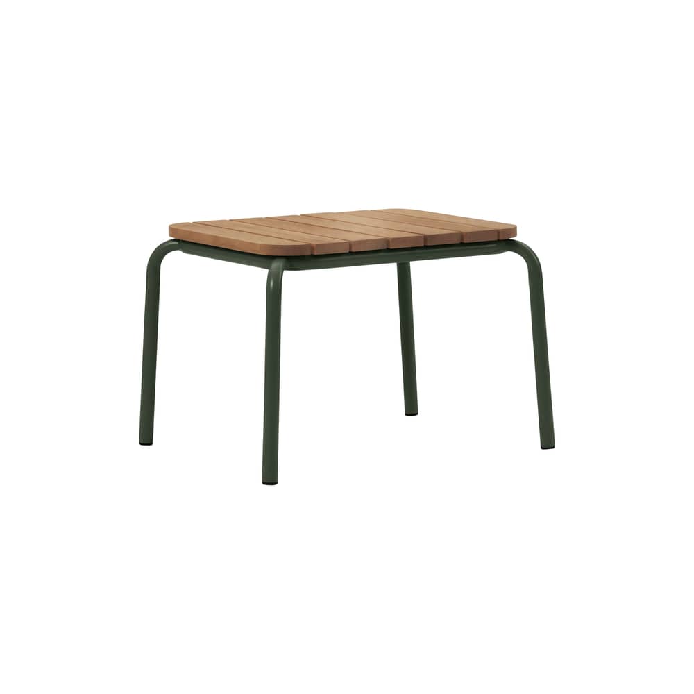 Table basse Vig Wood bois naturel / 55 x 45 cm - Normann Copenhagen - Vert foncé / Bois - Acier thermolaqué, Bois de robinier huilé
