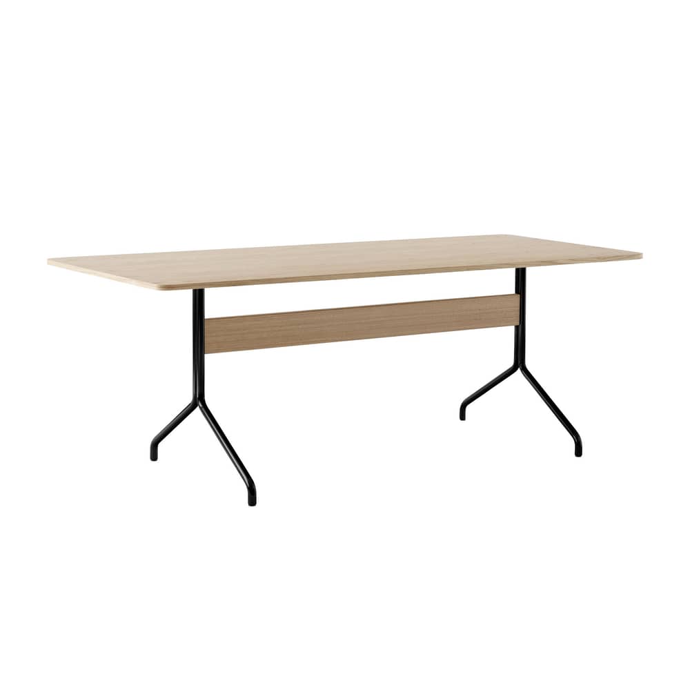 Bureau Pavilion AV19 bois naturel / 200 x 90 cm - &tradition - Chêne / Noir - Acier, MDF plaqué chêne