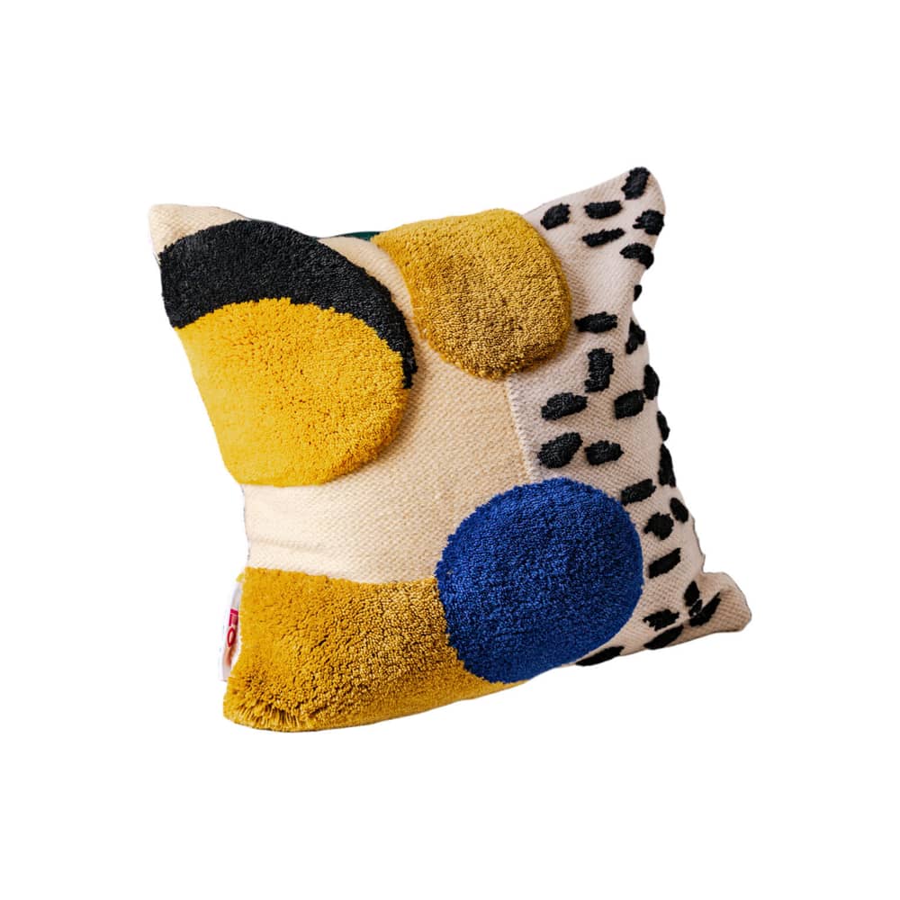 Coussin Housewarming Party / 45 x 45 cm - Laine tissée main - COLORTHERAPIS - Housewarming Party - Coton, Laine de Nouvelle-Zélande