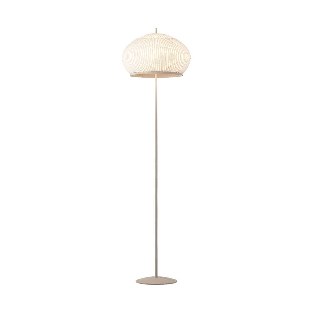 Lampadaire Knit LED tissu beige / Ø 45 x H 178 cm - Tricoté - Vibia - Ecru / Pied beige - ABS, Acier, Lycra 3D tricoté, PMMA