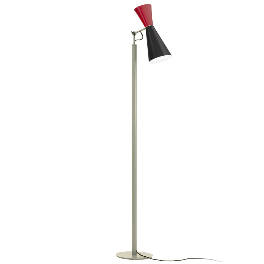 Lampadaire Parliament / Le Corbusier - Réédition 1963 - Nemo - Noir & rouge - Métal