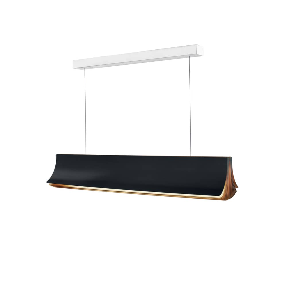 Pendelleuchte Respiro LED metall schwarz gold / L 90 cm - Aluminium - DCW éditions - Schwarz / Innen goldfarben - eloxiertes Aluminium