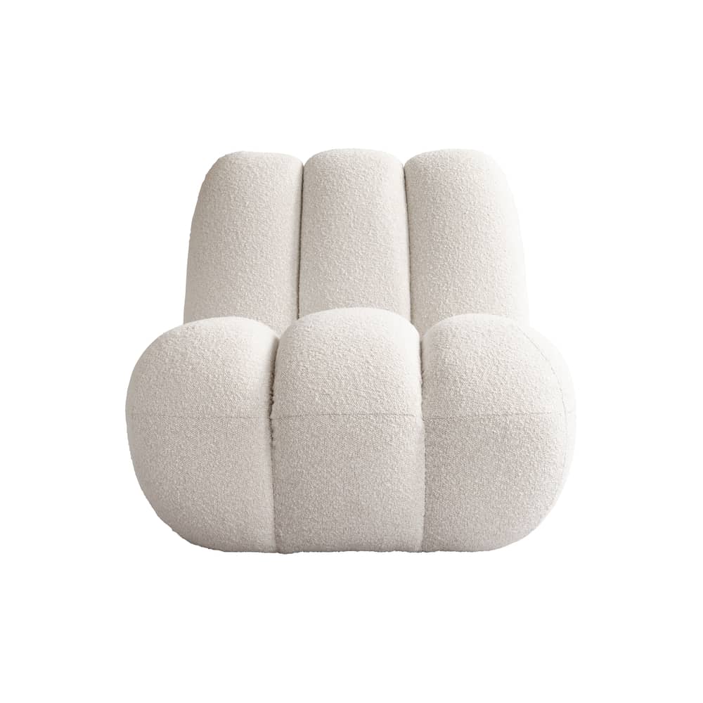 Poltrona imbottita Toe tessuto bianco / Tessuto bouclé - 101 COPENHAGEN - Bianco (tessuto bouclé) - Espanso, Legno, Tessuto bouclé