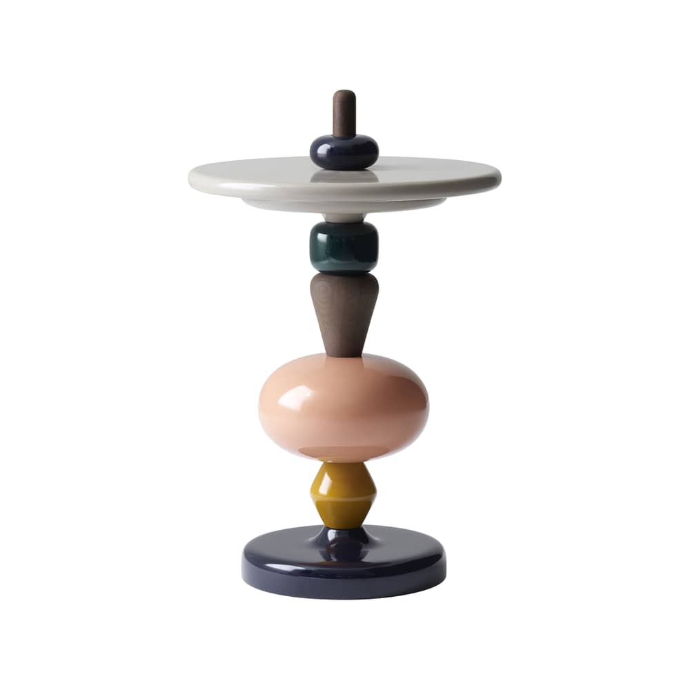 Table d\'appoint Shuffle MH1 bois multicolore / Modulable - Ø 45 x H 69 cm - &tradition - Spectrum / Boule rose - Chêne massif fumé, MDF laqué