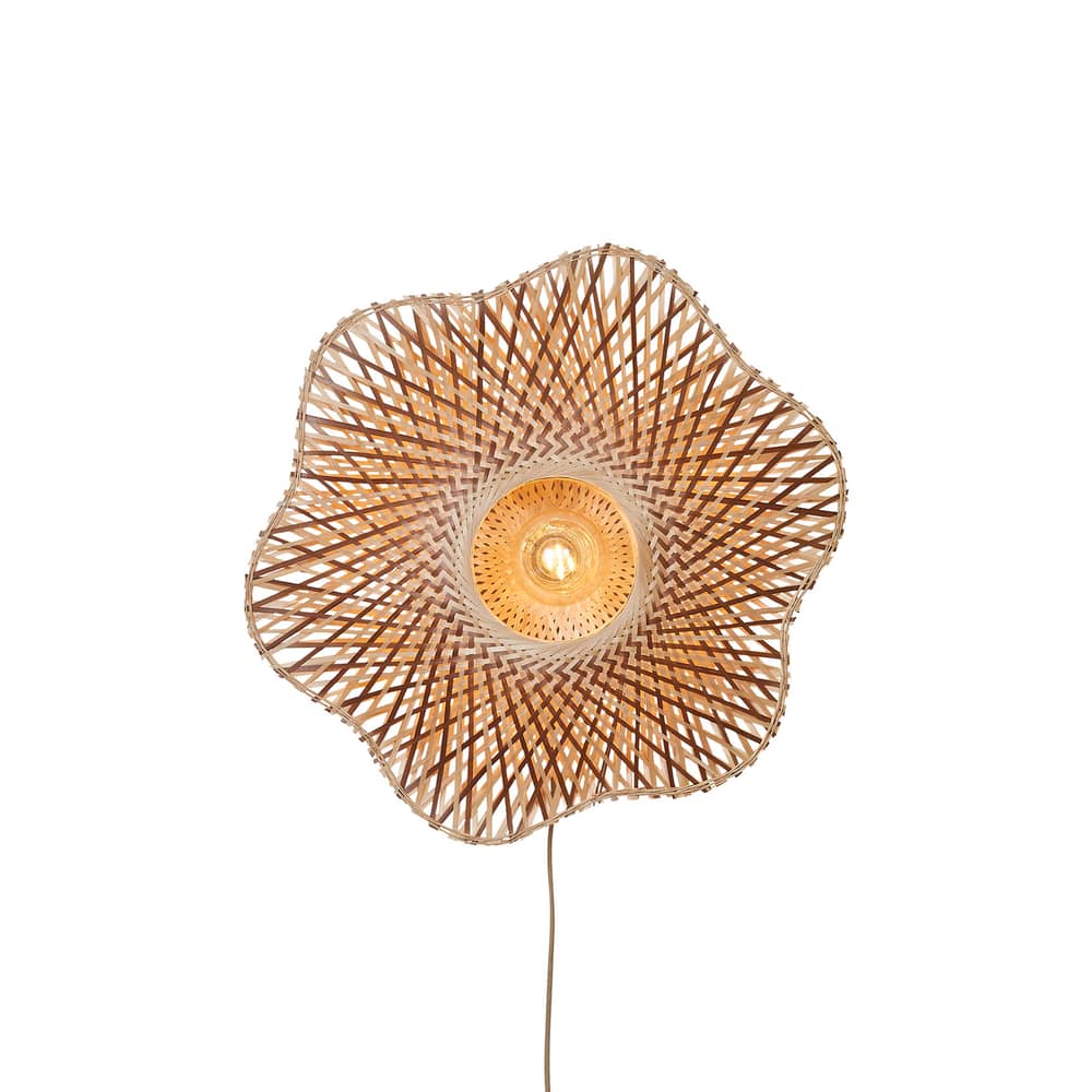 Applique avec prise Madura / Ø 60 cm - Bambou - GOOD&MOJO - / Ø 60 cm - Marron & naturel - Bambou, Fer