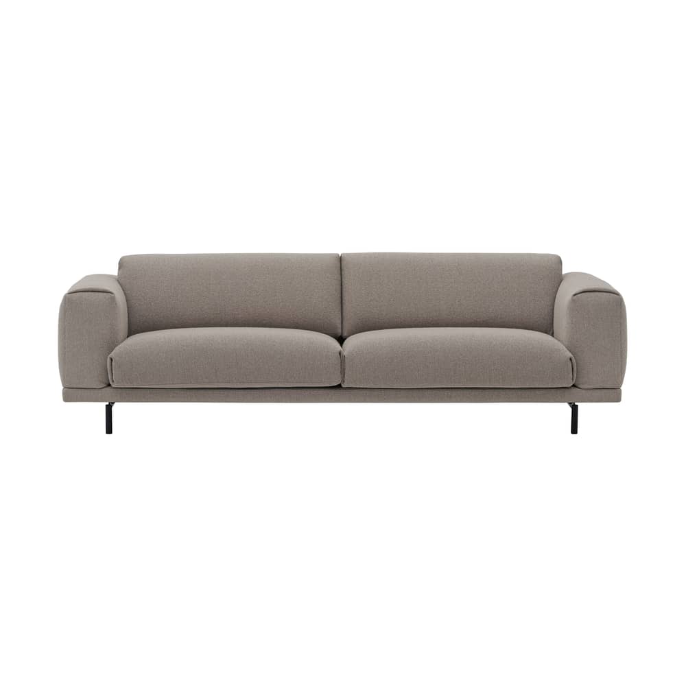 Canapé droit Rest tissu beige / 3,5 places - L 260 cm - Muuto - 3.5 places - L 260 cm -  Ouate, Contreplaqué, Mousse à froid, Tissu