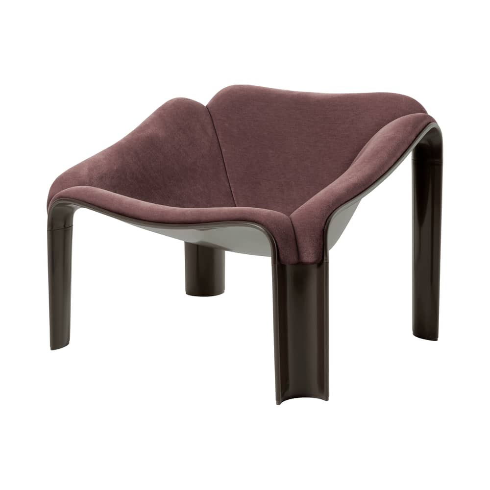 Fauteuil rembourré F300 tissu rouge / Pierre Paulin, réédition 1965 - Gubi - Tissu bordeaux / Marron - HiREK, Mousse, Tissu