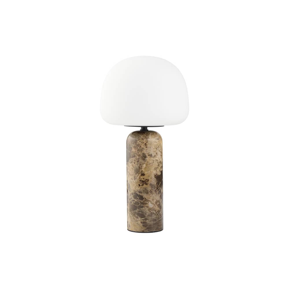 Lampe de table Kin LED marbre marron / Ø 20 x H 40 cm - Northern  - H 40 cm / Marbre marron - Marbre Dark Emperador, Verre soufflé bouche