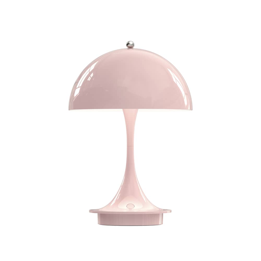 Lampe sans fil rechargeable Panthella 160 Metal / LED - Ø 16 cm / Pied & abat-jour métal - Louis Poulsen - Rose pâle (métal) - Acier, Fonte d\'aluminium