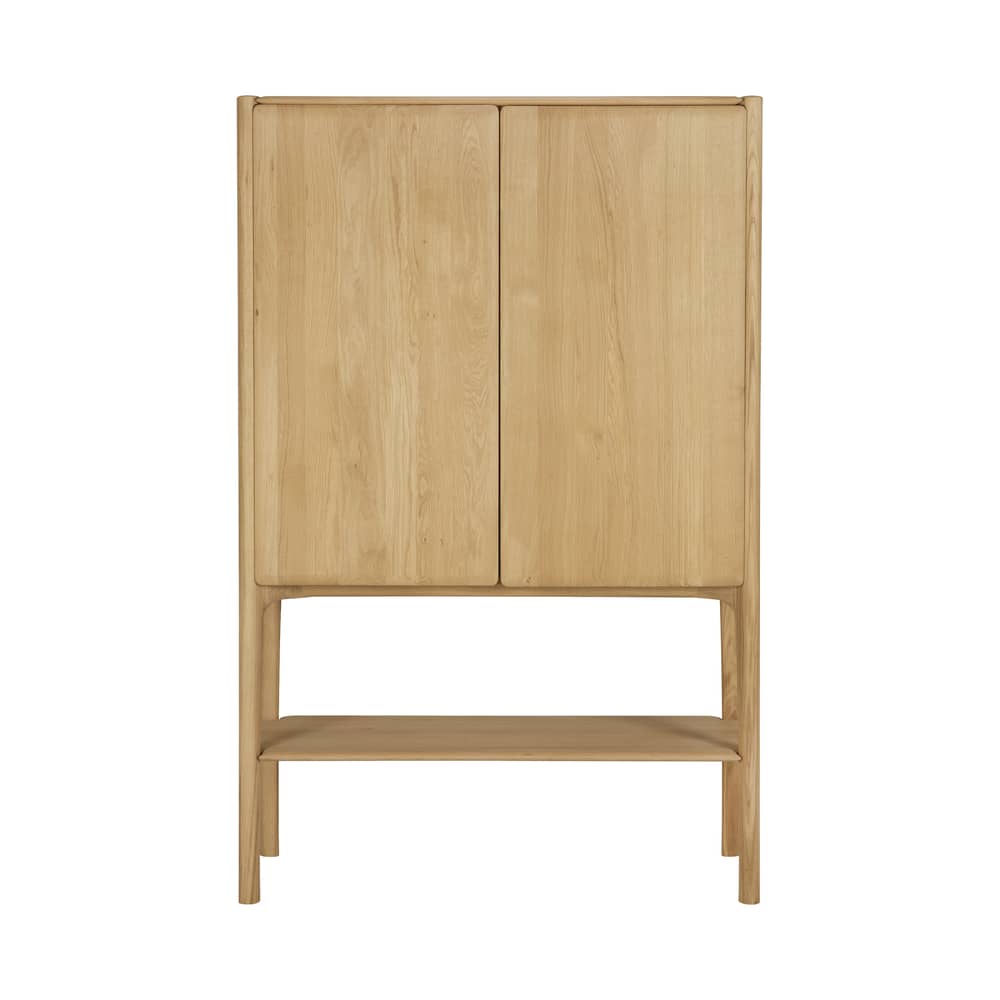 Credenza con piattaia PI legno naturale / L 110 x H 170 cm - Ethnicraft - Rovere naturale oliato - Massello di quercia oliato