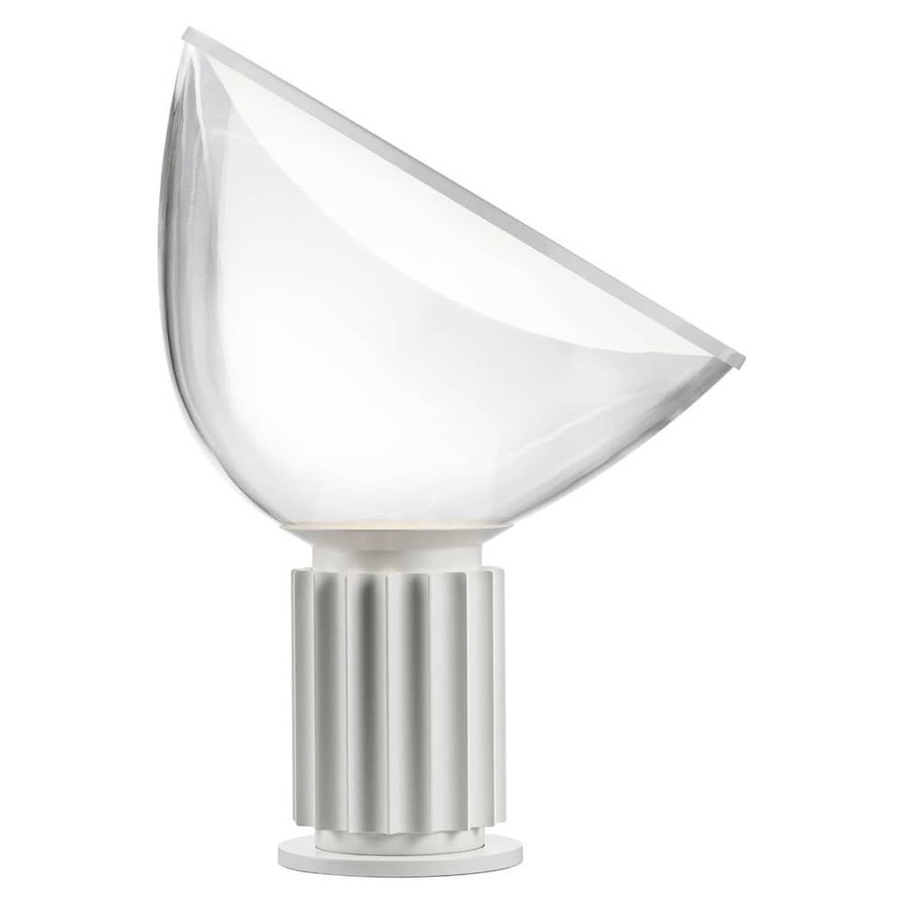 Taccia LED (1962) Table lamp glass white / H 64.5 cm - Flos - Matte White / Transparent - Aluminium, Blown glass