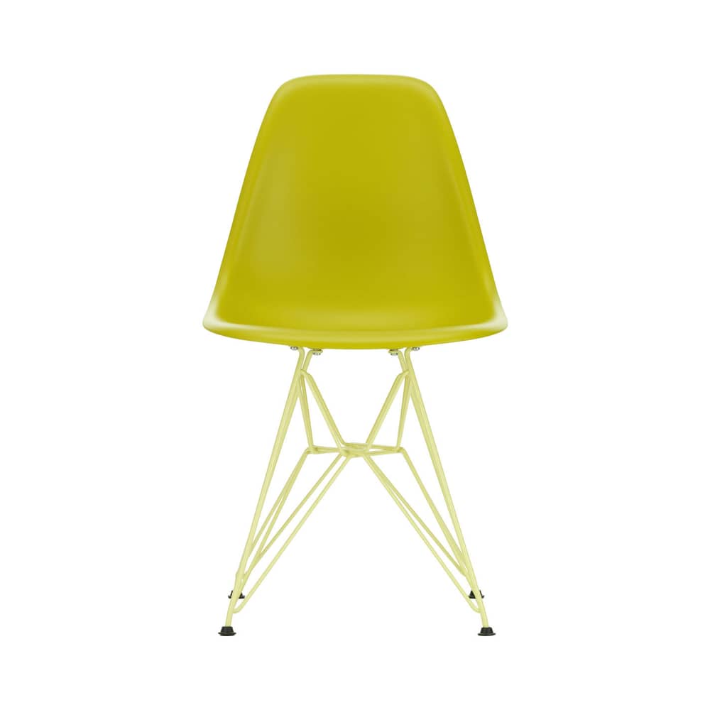 RE DSR Colours - Eames Plastic Side Chair Chair plastic material yellow / (1950) - Coloured legs / Recycled - Vitra - Mustard yellow / Lemon legs - Lacquered steel, Post-consumer recycled plastic