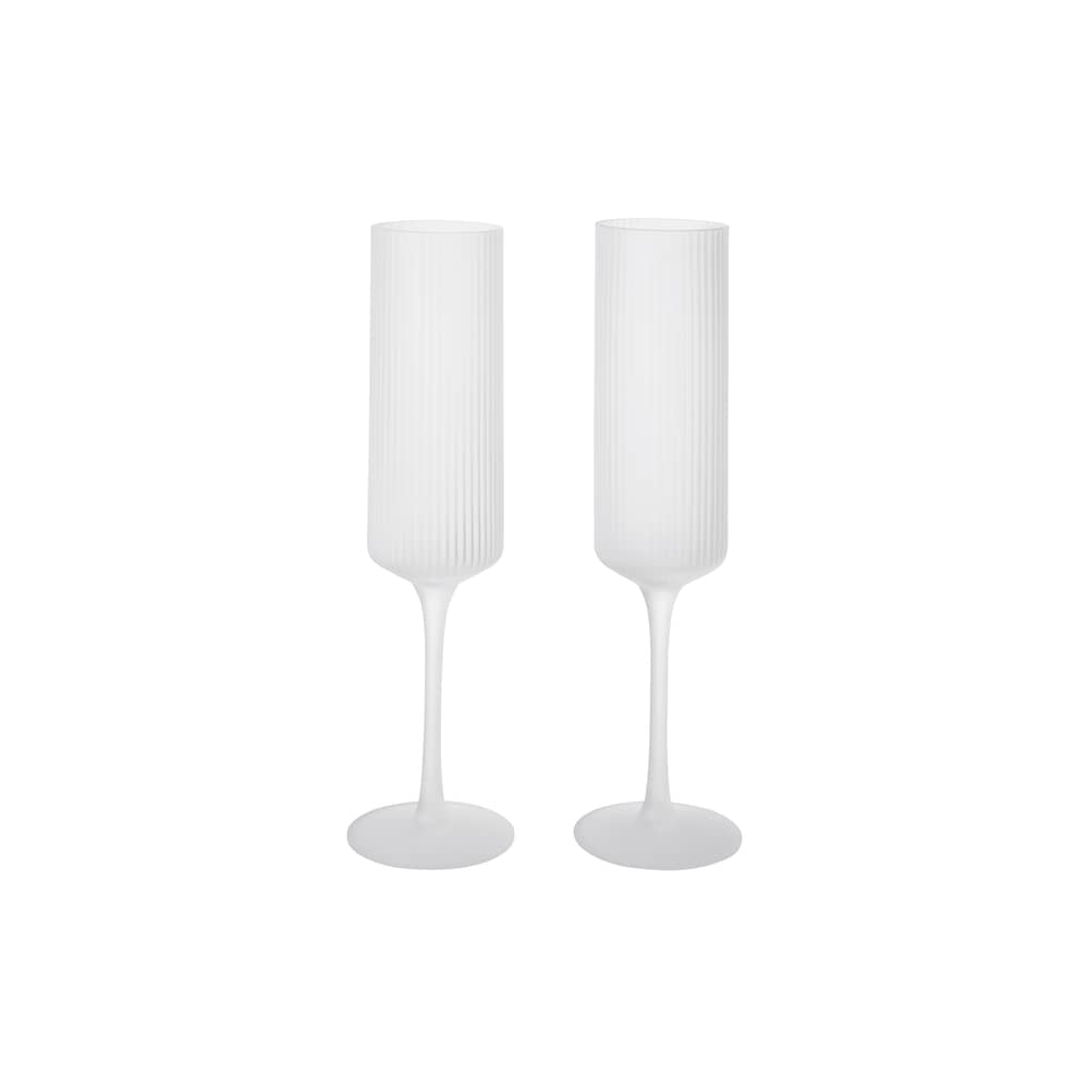 Set de 2 flûtes à champagne Ripple - Ferm Living - Givré - Verre soufflé bouche