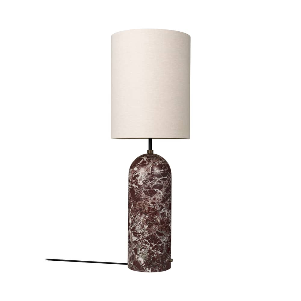 Lampada a stelo Gravity XL marmo rosso / Ø 45 x H 135 cm - Gubi - Marmo bordeaux / Paralume beige - Marmo, Tela